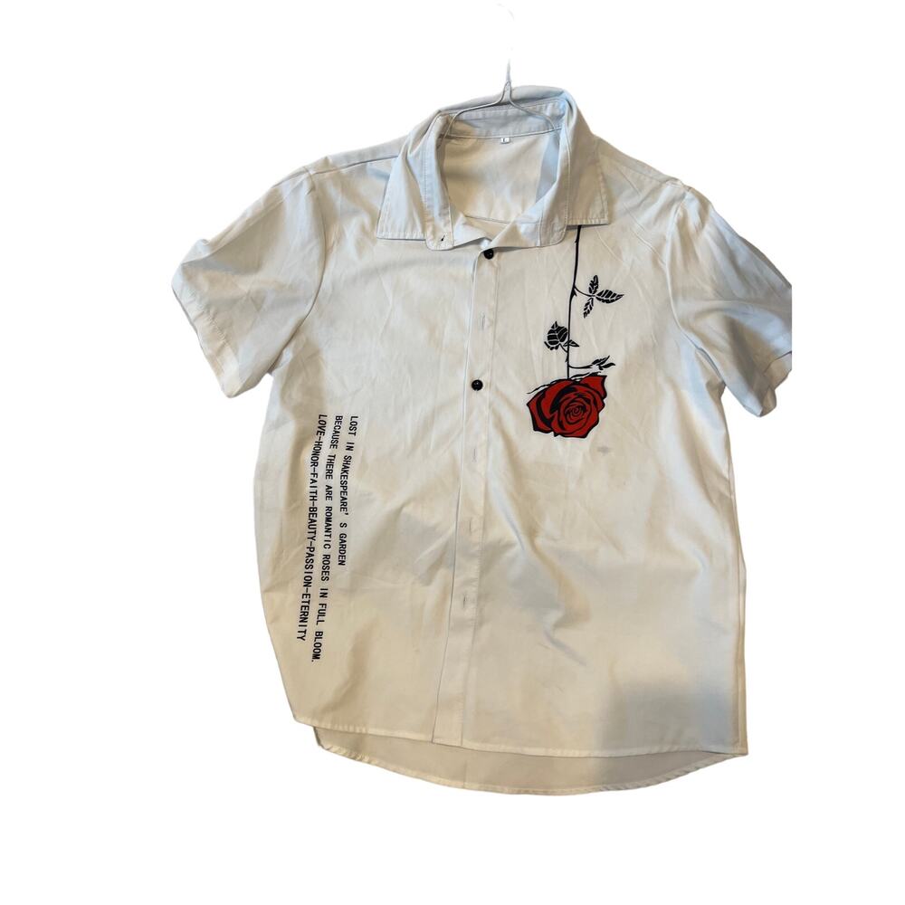 Shakespears Garden Inverted Rose Short Sleeve Shirt Mens L